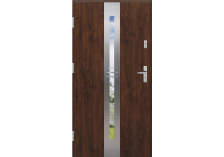 Zdjęcie: Drzwi zewnętrzne stalowo-drewniane Disting Otello 06 Orzech 100 cm lewe KR CENTER