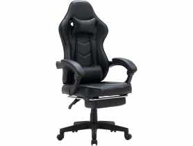 Fotel gamingowy Viper z podnóżkiem tapicerowany ekoskóra czarny TS INTERIOR