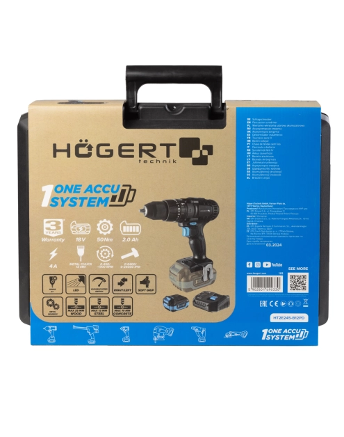 Zdjęcie: Wiertarko-wkrętarka udarowa 50 Nm HOGERT TECHNIK