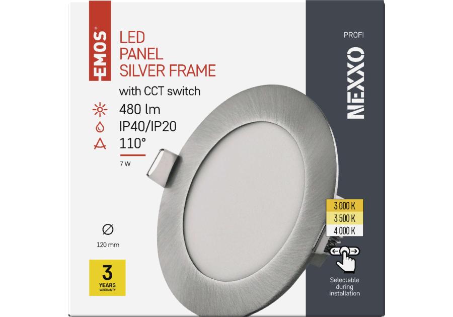 Zdjęcie: Panel LED wpuszczany Nexxo, okrągły, srebrny, 7W, CCT EMOS