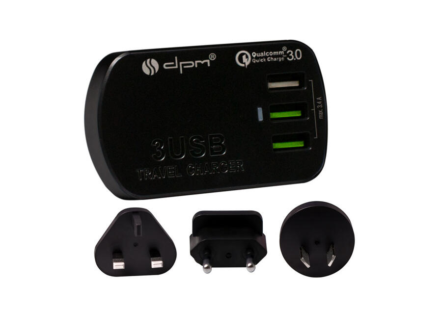 Zdjęcie: Zasilacz podróżny 3 x USB, 4 wtyczki podróżne, max. 3,4 A DPM SOLID