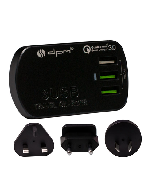 Zdjęcie: Zasilacz podróżny 3 x USB, 4 wtyczki podróżne, max. 3,4 A DPM SOLID