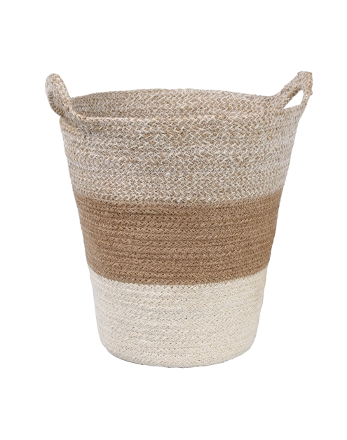 Zdjęcie: Kosz jutowy z uchwytami trójkolorowymi 28x28x27/32 cm TIN TOURS