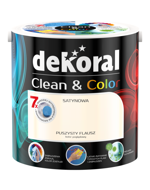 Zdjęcie: Farba satynowa Clean&Color 2,5 L puszysty flausz DEKORAL