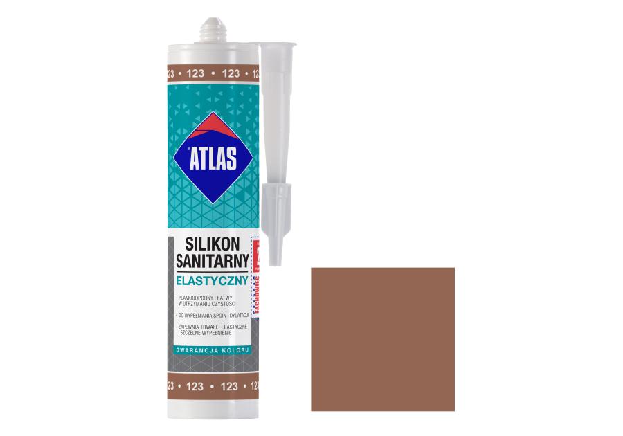 Zdjęcie: Silikon sanitarny elastyczny 123 jasnobrązowy 280 ml ATLAS
