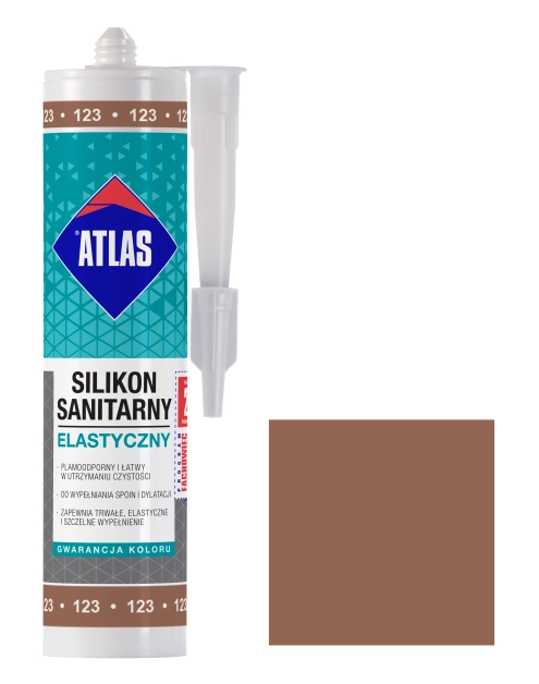 Zdjęcie: Silikon sanitarny elastyczny 123 jasnobrązowy 280 ml ATLAS