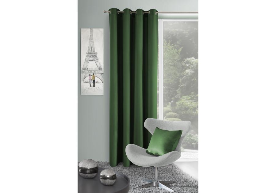 Zdjęcie: Zasłona Mirona 140x250 cm ciemnozielona na przelotkach EUROFIRANY