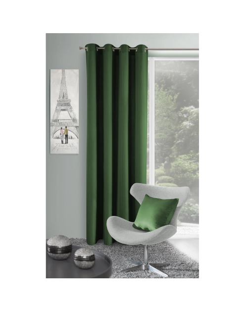 Zdjęcie: Zasłona Mirona 140x250 cm ciemnozielona na przelotkach EUROFIRANY