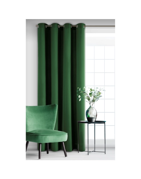 Zdjęcie: Zasłona Mirona 140x250 cm ciemnozielona na przelotkach EUROFIRANY