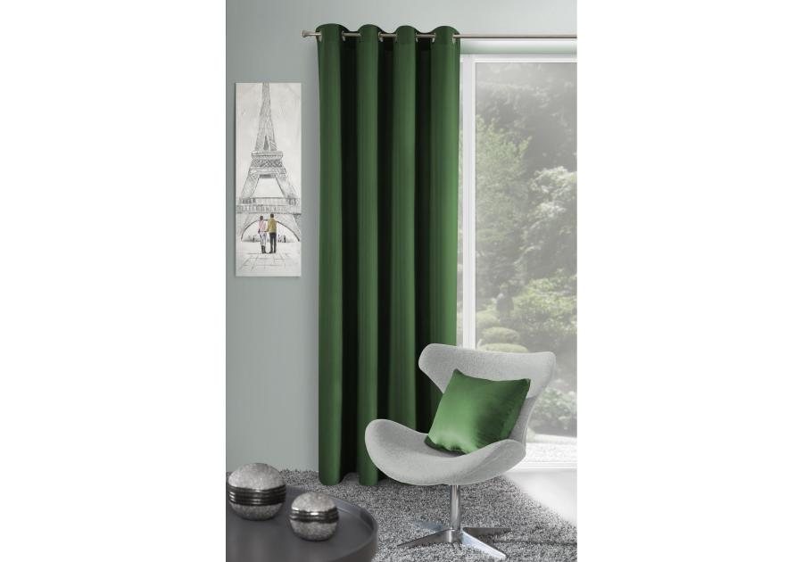 Zdjęcie: Zasłona Mirona 140x250 cm ciemnozielona na przelotkach EUROFIRANY