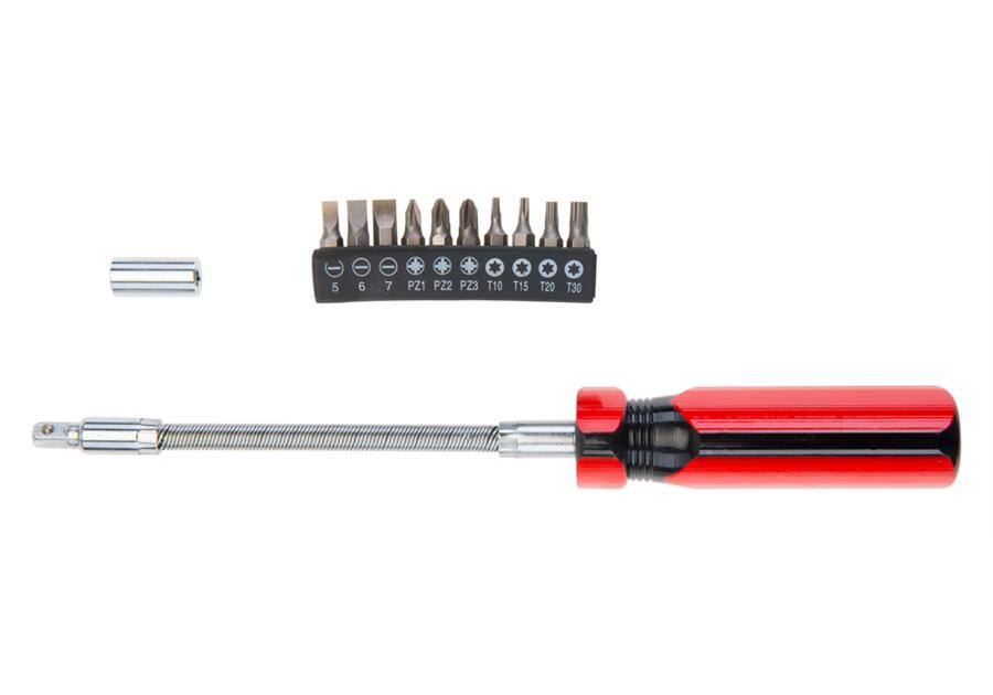 Zdjęcie: Wkrętak z giętkim grotem, zestaw 12 sztuk TOP TOOLS