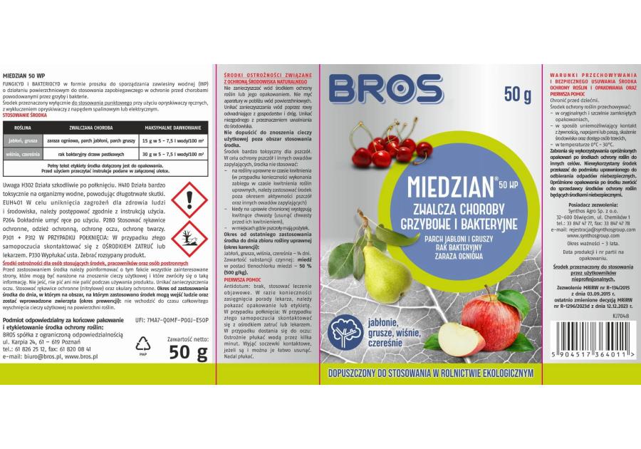 Zdjęcie: Oprysk na choroby grzybowe Miedzian 50WP 50 g BROS