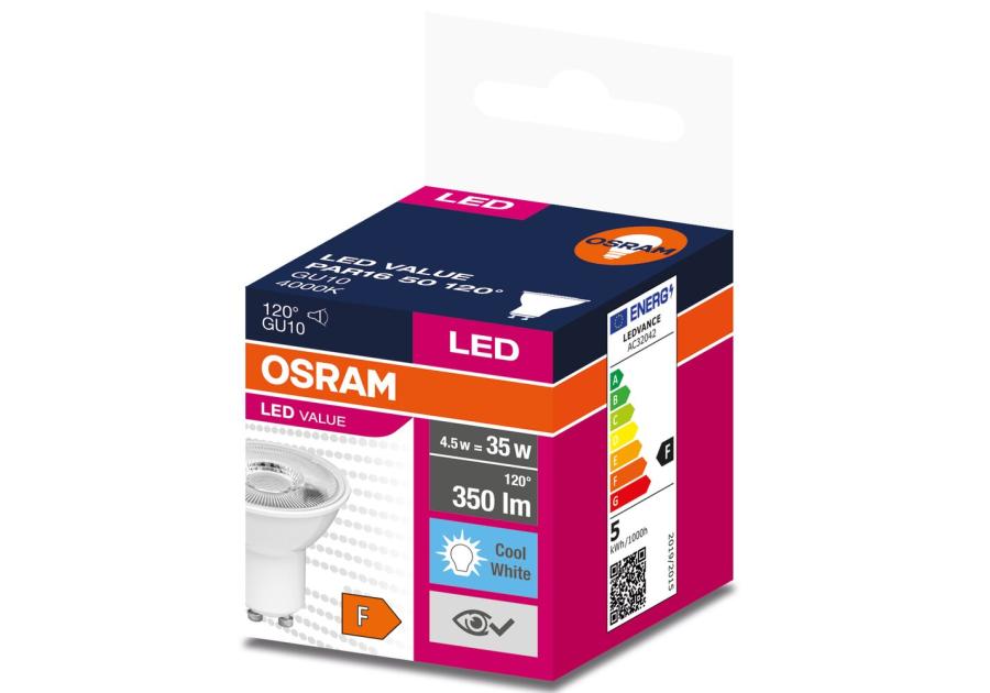 Zdjęcie: Lampa reflektorowa LED Value PAR16 White 35 4,5 W 4000 K GU10 OSRAM