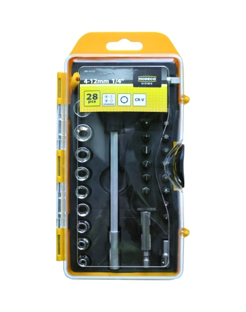 Zdjęcie: Komplet wkrętak t z grotami i nasadkami 28 części HOME TOOLS