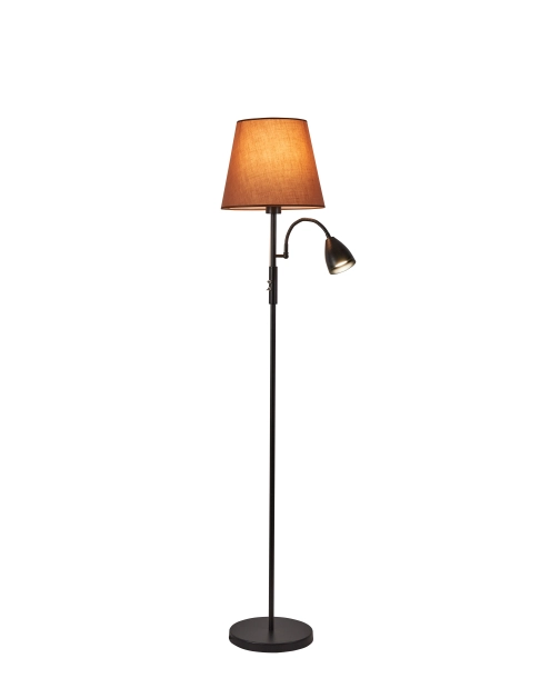 Zdjęcie: Lampa podłogowa Artemis plus, czarna podstawa, cappuccino abażur ADRILUX