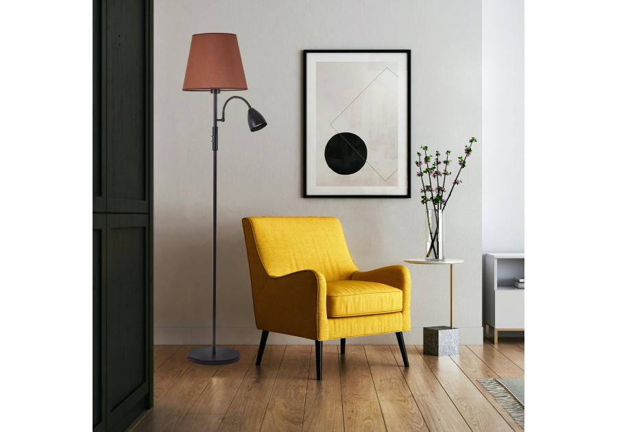 Zdjęcie: Lampa podłogowa Artemis plus, czarna podstawa, cappuccino abażur ADRILUX