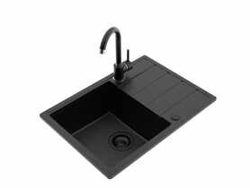 Zlewozmywak granitowy Metro 1-komorowy Lava Stone, z krótkim ociekaczem, 62x44x19,5 cm MILÓ