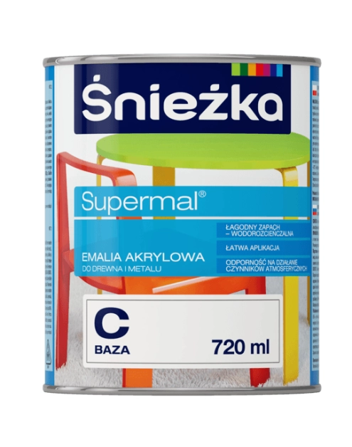 Zdjęcie: Emalia akrylowa Supermal BazaC 0,72L ŚNIEŻKA