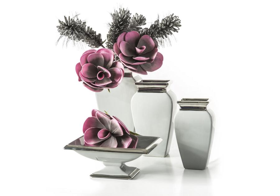 Zdjęcie: Wazon Des 14x8x25 cm popielato-srebrny EUROFIRANY