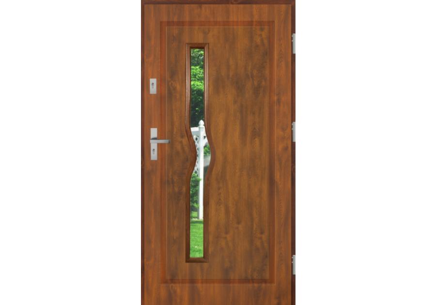 Zdjęcie: Drzwi zewnętrzne stalowo-drewniane Disting Mario 05 Dąb złoty 90 cm prawe KR CENTER