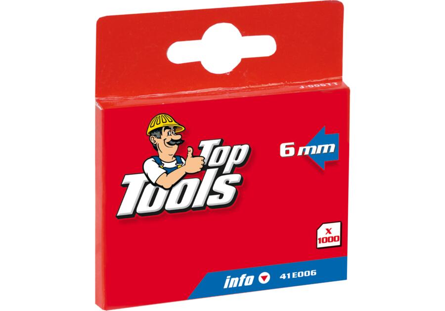 Zdjęcie: Zszywki typ J, 6 mm, 1000 sztuk TOP TOOLS