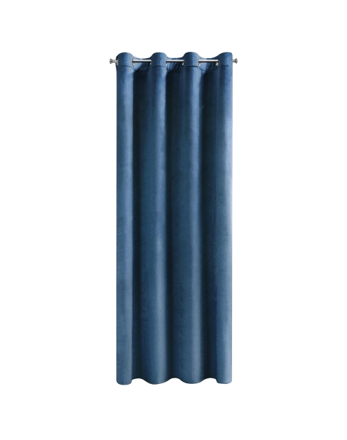 Zdjęcie: Zasłona z welwetu 135x250 cm na przelotkach granatowa EUROFIRANY