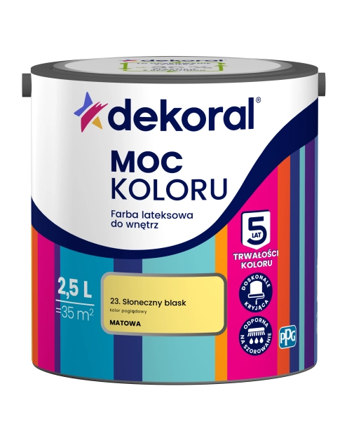 Zdjęcie: Farba lateksowa Moc Koloru słoneczny blask 2,5 L DEKORAL