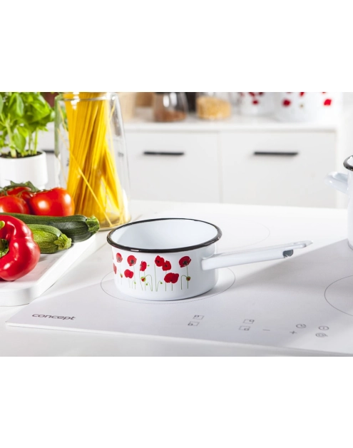 Zdjęcie: Rondel maki emaliowany z trzonkiem 1 L - 14 cm SILESIA