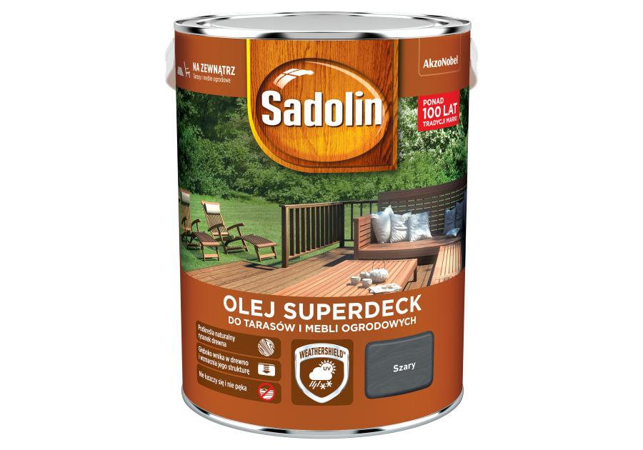 Zdjęcie: Olej do drewna 5 L szary Superdeck SADOLIN