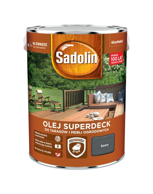 Zdjęcie: Olej do drewna 5 L szary Superdeck SADOLIN