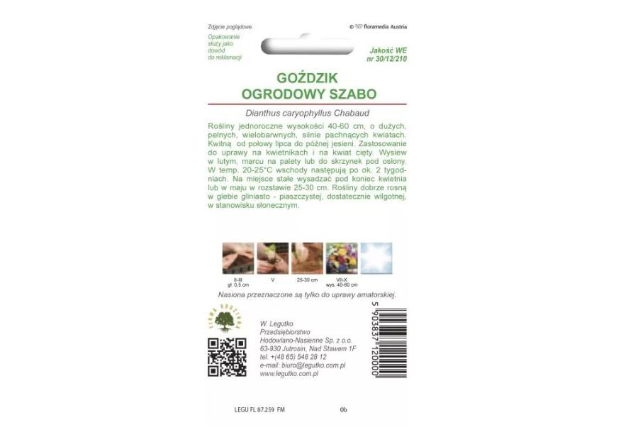 Zdjęcie: Goździk ogrodowy Szabo mieszanka 0,5 g W.LEGUTKO