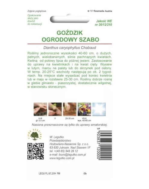 Zdjęcie: Goździk ogrodowy Szabo mieszanka 0,5 g W.LEGUTKO