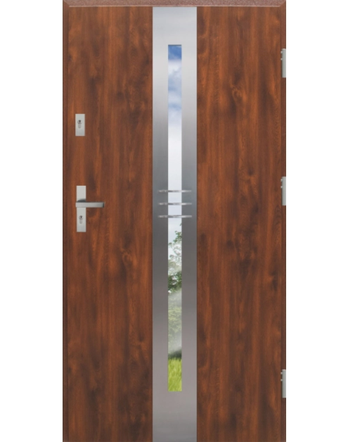 Zdjęcie: Drzwi zewnętrzne stalowo-drewniane Disting Otello 06 Dąb złoty 80 cm prawe KR CENTER