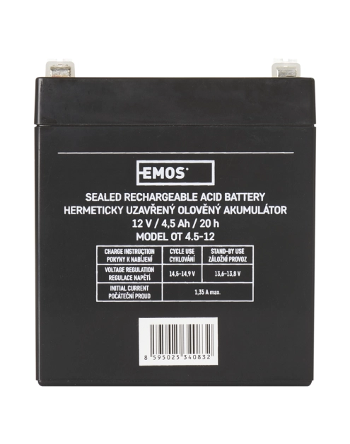 Zdjęcie: Akumulator AGM 12V 4,5Ah faston 4,7 EMOS