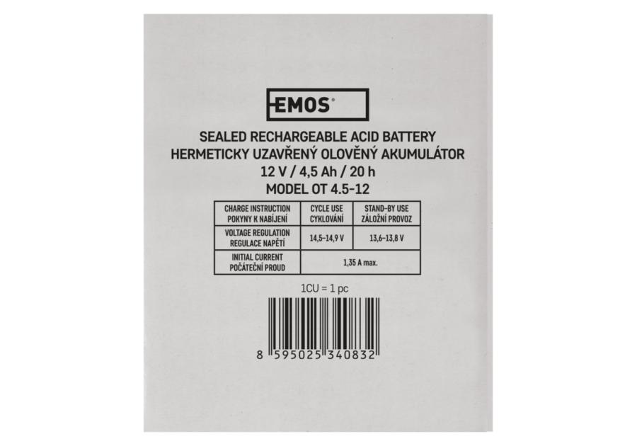 Zdjęcie: Akumulator AGM 12V 4,5Ah faston 4,7 EMOS