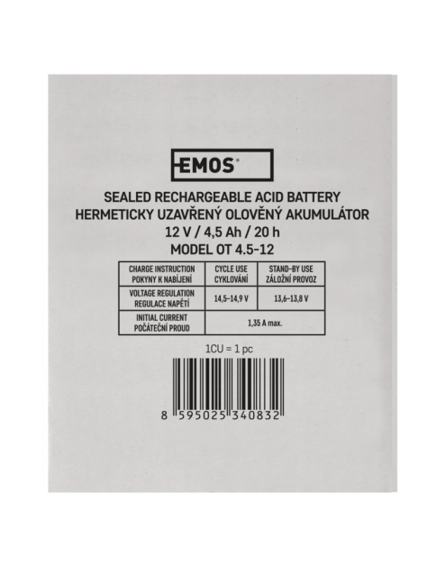 Zdjęcie: Akumulator AGM 12V 4,5Ah faston 4,7 EMOS