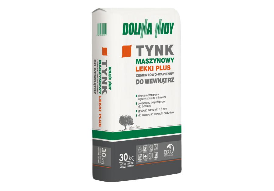 Zdjęcie: Tynk cementowo-wapienny maszynowy lekki plus do wewnątrz 30 kg DOLINA NIDY