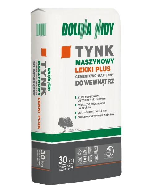 Zdjęcie: Tynk cementowo-wapienny maszynowy lekki plus do wewnątrz 30 kg DOLINA NIDY
