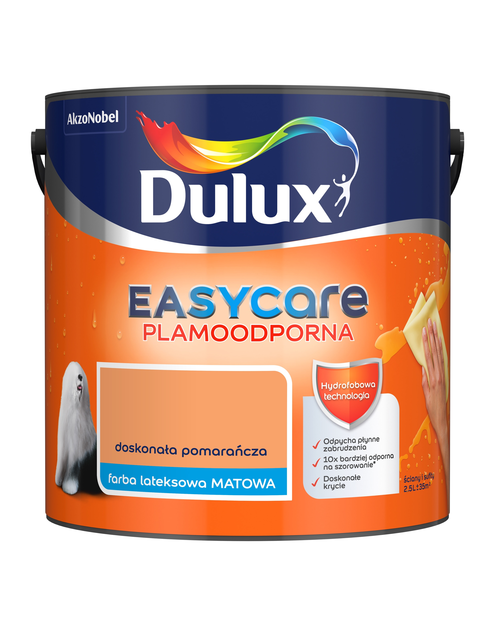 Zdjęcie: Farba do wnętrz EasyCare 2,5 L doskonała pomarańcza DULUX
