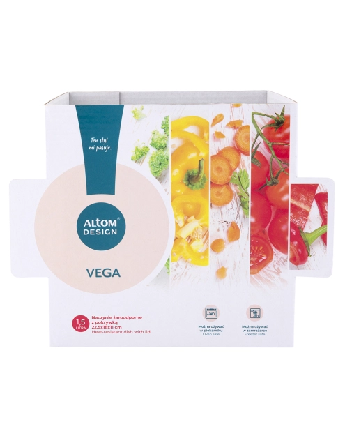 Zdjęcie: Naczynie żaroodporne Vega kwadratowe z pokrywką 1500 ml 22,5x18x11 cm ALTOM DESIGN