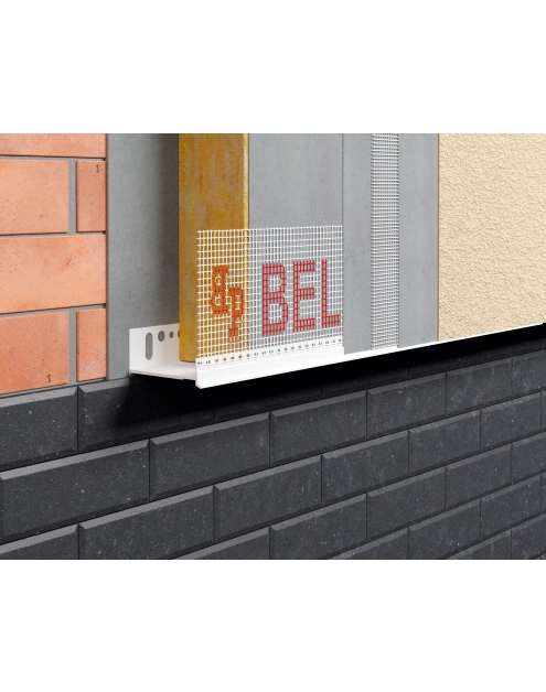 Zdjęcie: Listwa PVC startowa regulowana, okapnikowa z siatką BP30 S 100-140 L200 biała BELLA PLAST