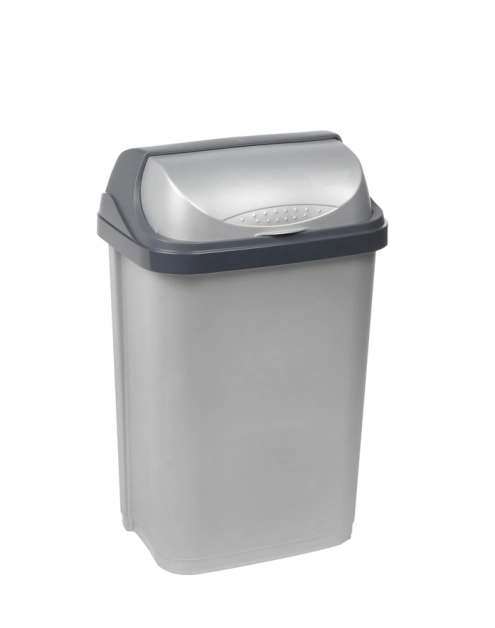 Zdjęcie: Kosz na śmieci z odchylaną pokrywą rasmus 10 L srebrny KEEEPER
