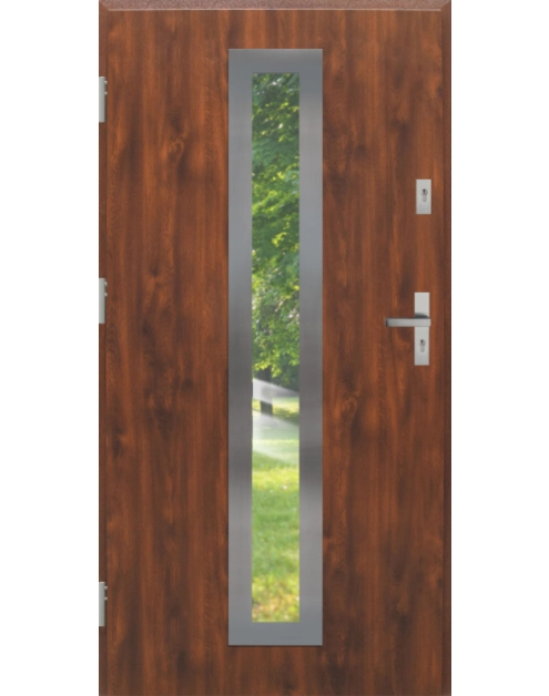 Zdjęcie: Drzwi zewnętrzne stalowo-drewniane Disting Otello 03 Dąb złoty 100 cm lewe KR CENTER