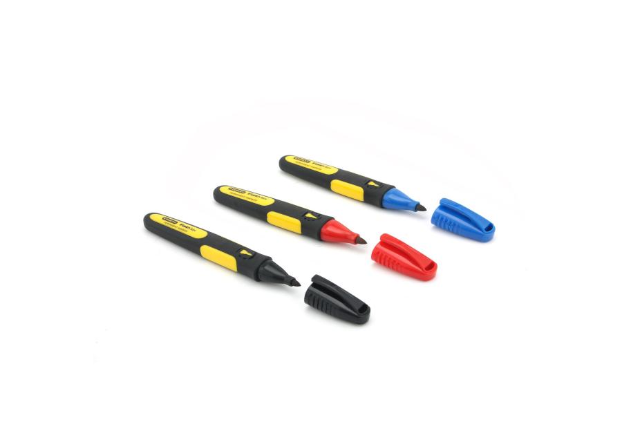 Zdjęcie: Markery XL czarny, czerwony, niebieski, cienka końcówka, 3 sztuki, karta STANLEY