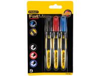 Zdjęcie: Markery XL czarny, czerwony, niebieski, cienka końcówka, 3 sztuki, karta STANLEY