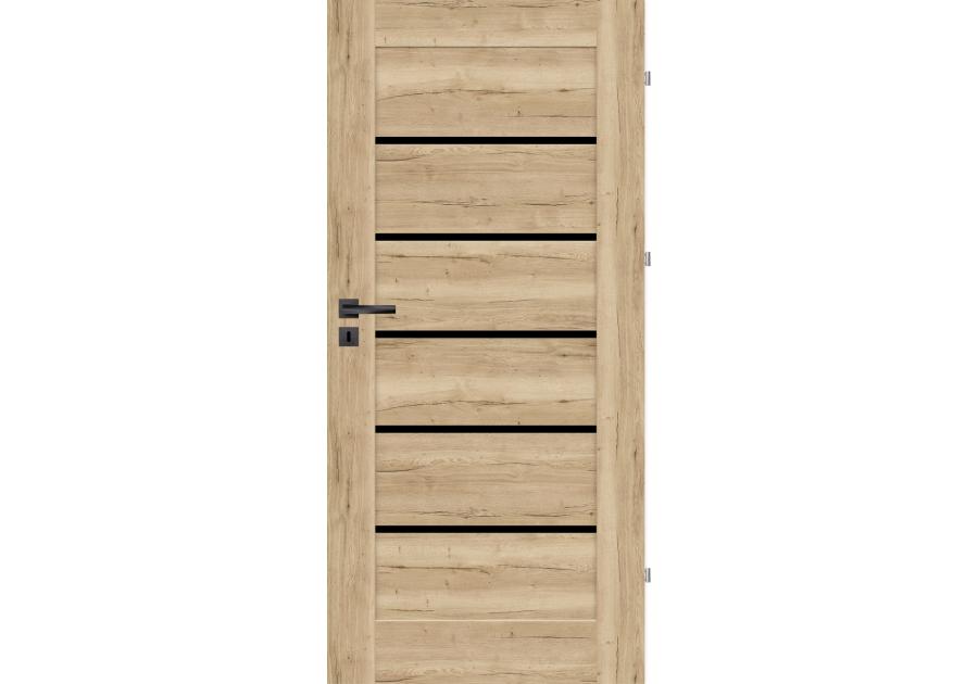 Zdjęcie: Drzwi wewnętrzne Seres 90P dąb halifax, czarna szyba, pokój NAWADOOR