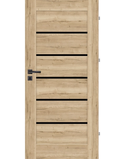 Zdjęcie: Drzwi wewnętrzne Seres 90P dąb halifax, czarna szyba, pokój NAWADOOR