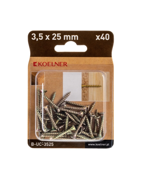 Zdjęcie: Wkręt utwardzany do drewna 3,5x25 mm blister 40 szt. KOELNER