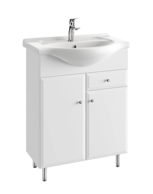 Zdjęcie: Szafka łazienkowa podumywalkowa Armando 2-drzwiowa 65 cm biała na nóżkach DEFTRANS