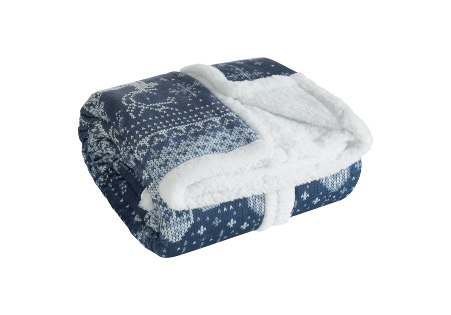 Zdjęcie: Koc świąteczno-dekoracyjny 150x200 cm niebiesko-biały EUROFIRANY